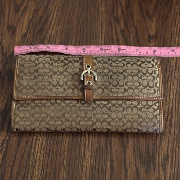 Coach Jacquard tri fold c monogram wallet lots of compartments outside zipper - Picture 1 of 11